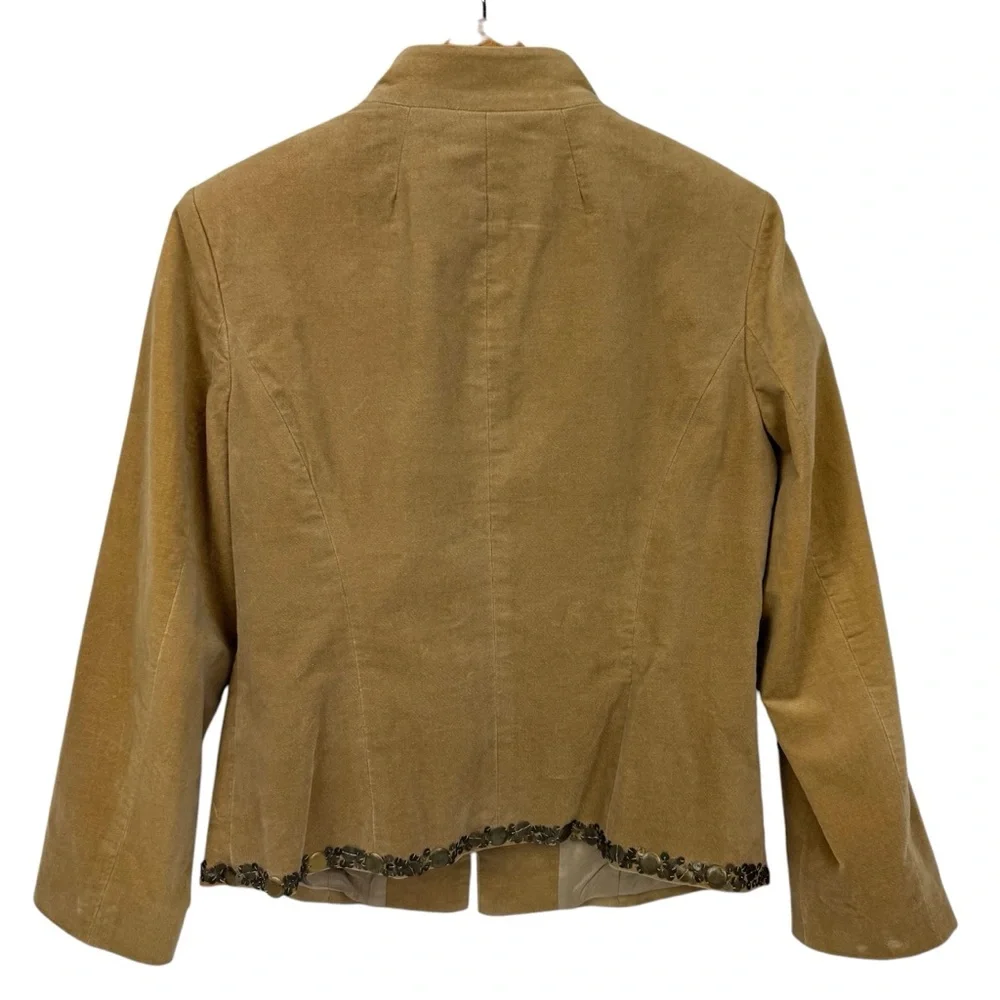 Michael Kors velvet tan tailored blazer metallic sequins & stand collar NWOT 10 - Picture 4 of 16